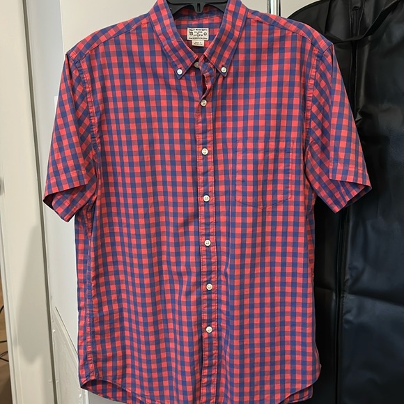 J.Crew Red & Blue Plaid Button Down Short Sleeve Shirt Size Large - Picture 2 of 4